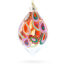 Load image into Gallery viewer, Paisley Design Teardrop Glass Christmas Ornament