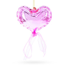 Load image into Gallery viewer, Pink Heart with Ribbon Glass Christmas Ornament