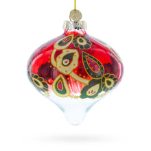 Load image into Gallery viewer, Red Paisley Onion Shaped Finial Glass Christmas Ornament