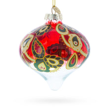 Load image into Gallery viewer, Red Paisley Onion Shaped Finial Glass Christmas Ornament