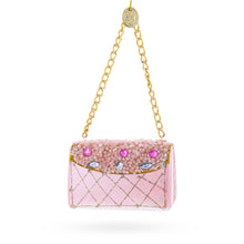 Load image into Gallery viewer, Pink Purse with Gold Chain  Glass  Christmas Ornament