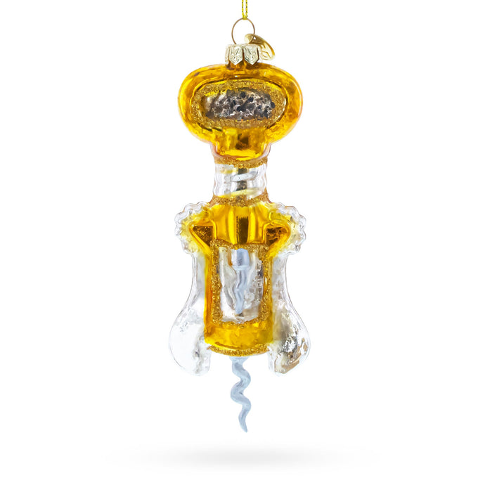 Gold and Silver Corkscrew Glass Christmas Ornament