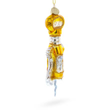 Load image into Gallery viewer, Gold and Silver Corkscrew Glass Christmas Ornament