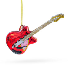 Load image into Gallery viewer, Red Electric Guitar Glass Christmas Ornament