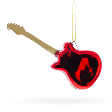 Load image into Gallery viewer, Red Electric Guitar Glass Christmas Ornament
