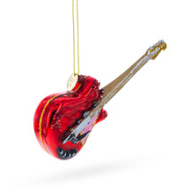 Load image into Gallery viewer, Red Electric Guitar Glass Christmas Ornament