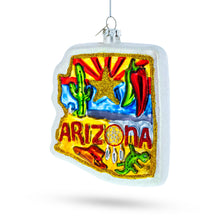 Load image into Gallery viewer, State of Arizona Symbols, USA Glass Christmas Ornament