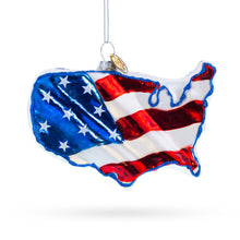 Load image into Gallery viewer, United States Flag on Map Glass Christmas Ornament