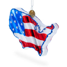 Load image into Gallery viewer, United States Flag on Map Glass Christmas Ornament