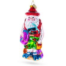 Load image into Gallery viewer, Tropical Diver Santa on the Beach Glass Christmas Ornament