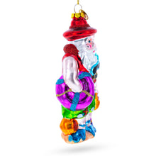 Load image into Gallery viewer, Tropical Diver Santa on the Beach Glass Christmas Ornament