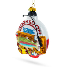 Load image into Gallery viewer, Captivating "Hooked on Fishing" Glass Christmas Ornament