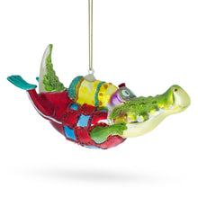 Load image into Gallery viewer, Alligator as a Scuba Diver Glass Christmas Ornament