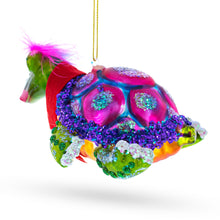 Load image into Gallery viewer, Mrs. Sea Turtle Glass Christmas Ornament