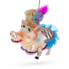 Load image into Gallery viewer, Fashion-Forward Pig Glass Christmas Ornament