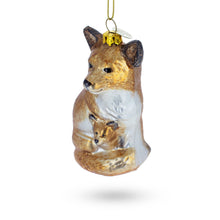 Load image into Gallery viewer, Mother and Baby Fox Glass Christmas Ornament