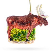 Load image into Gallery viewer, Moose Glass Christmas Ornament