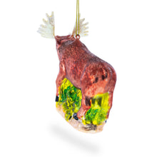 Load image into Gallery viewer, Moose Glass Christmas Ornament