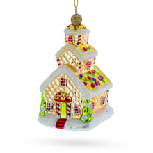 Load image into Gallery viewer, Gingerbread House with Candy Canes Glass Christmas Ornament