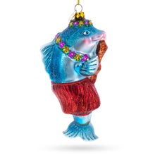 Load image into Gallery viewer, Dolphin Playing Guitar Glass Christmas Ornament
