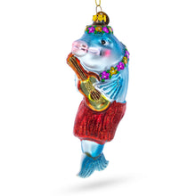 Load image into Gallery viewer, Dolphin Playing Guitar Glass Christmas Ornament