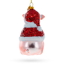 Load image into Gallery viewer, Pig in Santa Outfit Glass Christmas Ornament