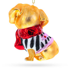 Load image into Gallery viewer, Golden Retriever Puppy in Red Scarf Glass Christmas Ornament