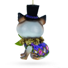 Load image into Gallery viewer, Cat in Top Hat with Bow Tie Glass Christmas Ornament