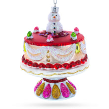 Load image into Gallery viewer, Delightful Snowman Cake Decoration Glass Christmas Ornament