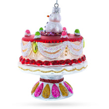 Load image into Gallery viewer, Delightful Snowman Cake Decoration Glass Christmas Ornament