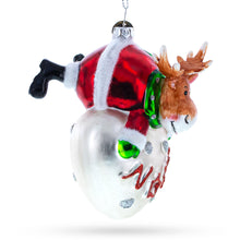 Load image into Gallery viewer, Noel Reindeer Heart Glass Christmas Ornament