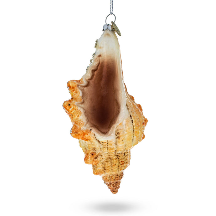 Glittered Seashell Glass Christmas Ornament