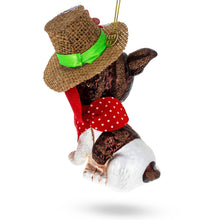 Load image into Gallery viewer, Dapper Boston Terrier in Hat Glass Christmas Ornament