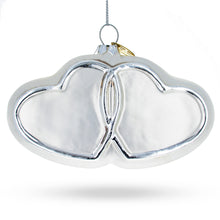 Load image into Gallery viewer, Linked Silver Hearts Glass Christmas Ornament