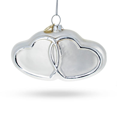 Linked Silver Hearts Glass Christmas Ornament