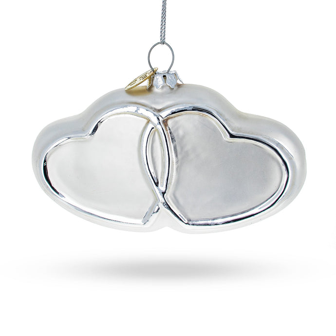 Linked Silver Hearts Glass Christmas Ornament