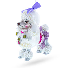 Load image into Gallery viewer, Bejeweled Poodle Glass Christmas Ornament