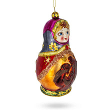 Load image into Gallery viewer, Matryoshka Doll with Nativity Scene Glass Christmas Ornament
