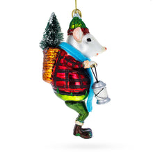 Load image into Gallery viewer, Mouse Carrying Lantern Glass Christmas Ornament