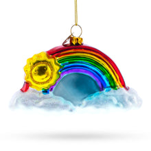 Load image into Gallery viewer, Rainbow and Smiling Sun Glass Christmas Ornament