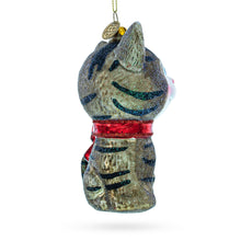 Load image into Gallery viewer, Blue-Eyed Cat Glass Christmas Ornament