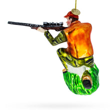 Load image into Gallery viewer, Sharpshooter Hunter with Rifle Glass Christmas Ornament