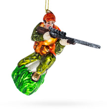 Load image into Gallery viewer, Sharpshooter Hunter with Rifle Glass Christmas Ornament