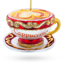 Load image into Gallery viewer, Red Cappuccino Cup Glass Christmas Ornament