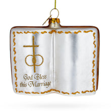 Load image into Gallery viewer, Romantic Wedding Book Glass Christmas Ornament