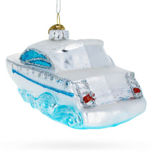 Load image into Gallery viewer, White Yacht Powerboat Glass Christmas Ornament