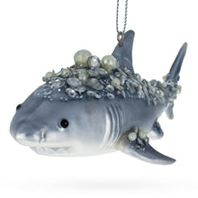 Load image into Gallery viewer, Beaded Shark Glass Christmas Ornament