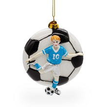 Load image into Gallery viewer, Football Player Glass Christmas Ornament