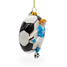 Load image into Gallery viewer, Football Player Glass Christmas Ornament