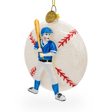 Load image into Gallery viewer, Baseball Player Glass Christmas Ornament